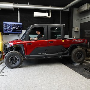 A Polaris Ranger 1500 being tested on a dyno after an EVP tune 