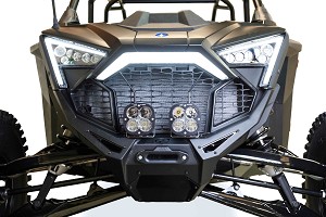 Elektric Offroad Volt Series winch front bumper installed on 2020+ Polaris RZR Pro R in hammer black 