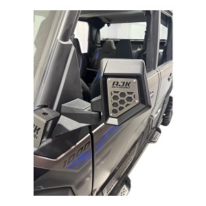 AJK Offroad mirror accents installed on Polaris Xpedition mirror 