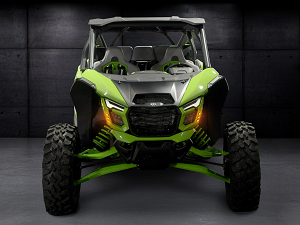 Front amber LED turn signals installed on Kawasaki Teryx H2 