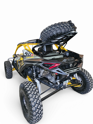 Elektric Offroad EOD Volt spare tire rack installed on 2024+ Maverick R 