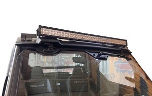 Polaris XPedition ADV 40″ LED light bar brackets installed on vehicle 