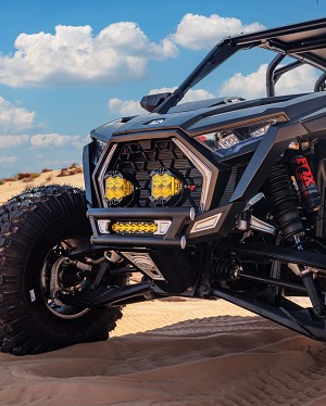 Elektric Offroad AMP front bumper installed on 2022+ Polaris RZR Pro R in hammer black 
